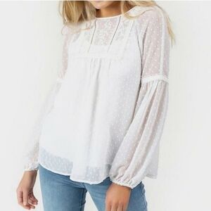 JUN & IVY Like NEW! Swiss Dot Peasant Blouse with Detachable Cami Medium